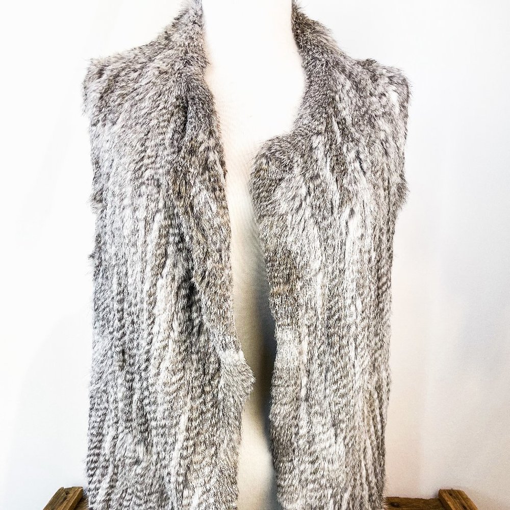 Joie Grey and White Fur Vest